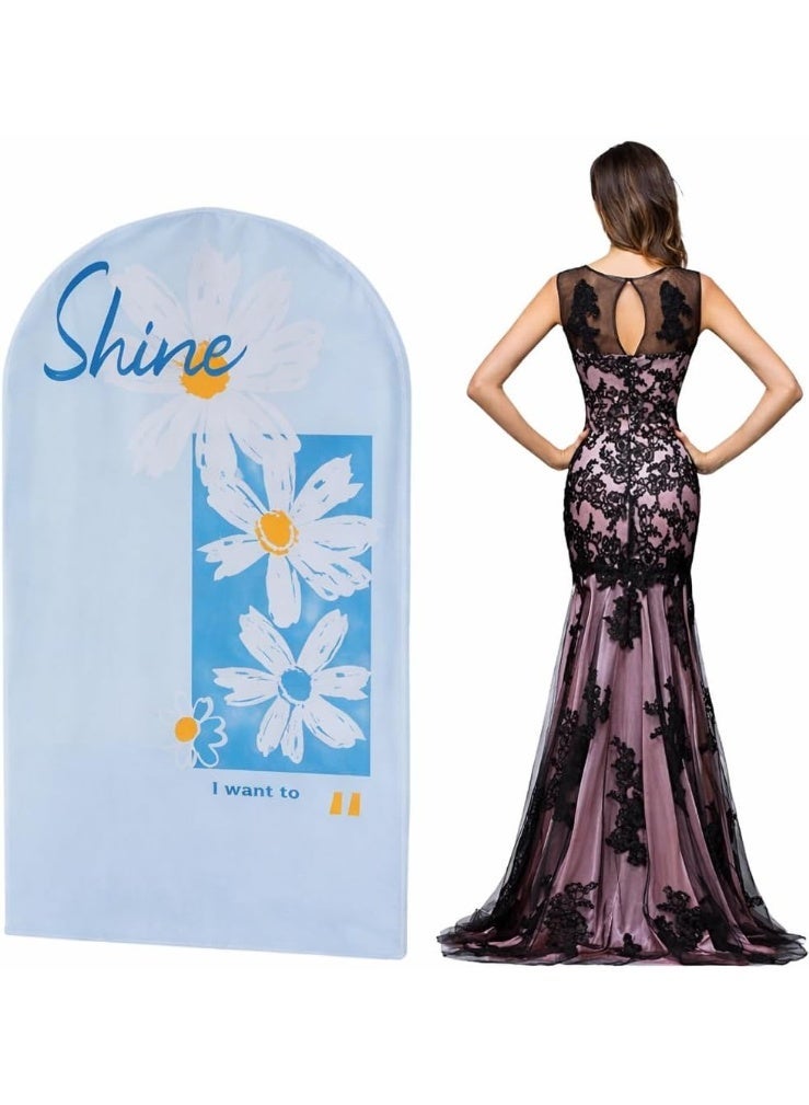 Set of 5 closet storage garment bags, waterproof plastic suit covers with zipper, semi-transparent garment protector for suits, coats, jackets and dresses, size 60 x 140 cm (sky blue) - Image 1